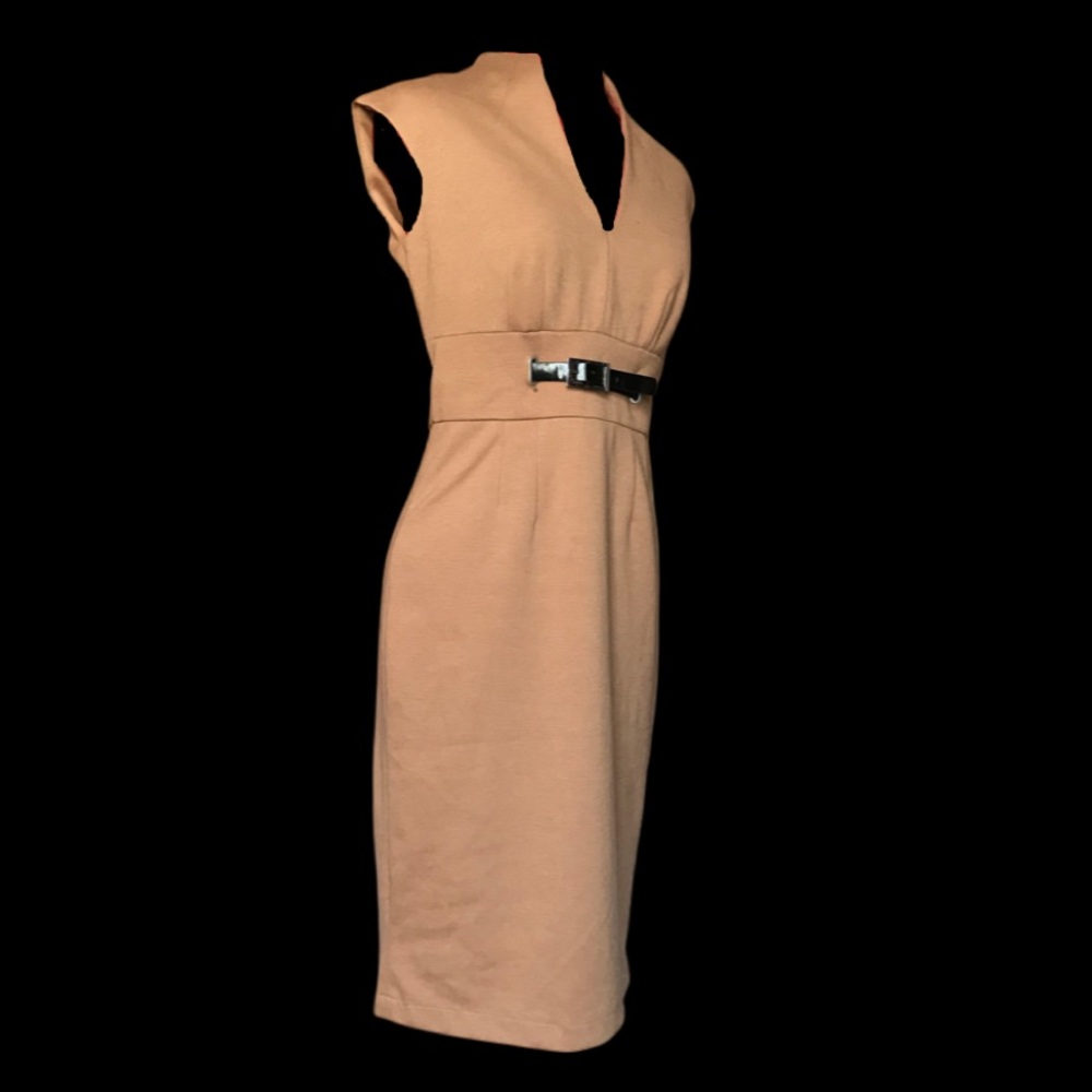 Adrianna Papell Sleeveless  Tan Sz. 4 Office Dress